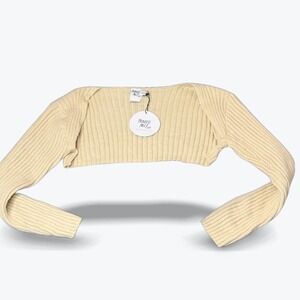 Princess Polly Aytan Bolero Sweater Beige Curve Knit Long Sleeve Cropped 2XL 3XL